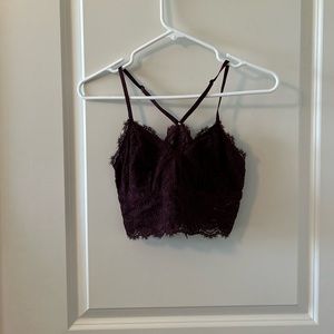 Maroon Aerie Bralette. Black Aerie Bralette. White Free People Bralette.
